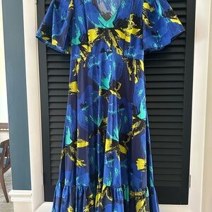 Christopher John Rogers Abstract Blue Dress